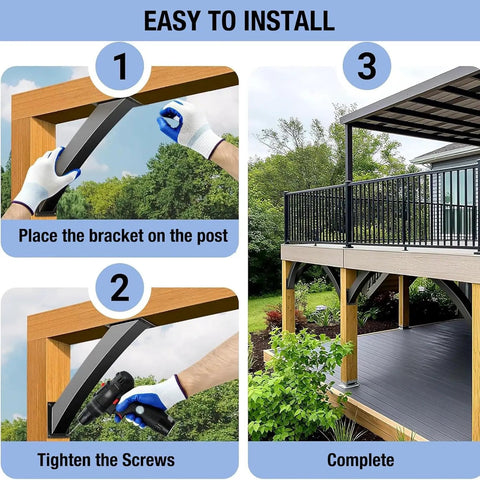 Installation steps for Heavy Duty Arc 45 Degree Angle Support Bracket Inside Mount Corner Connector Brace Kit.