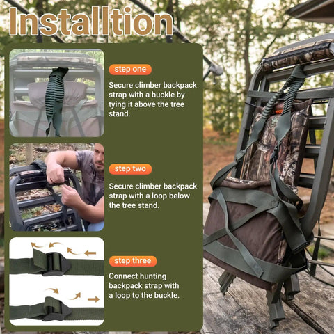 Heavy Duty Tree Stand Backpack Straps With Shoulder And Bungee Tether For Summit Viper Goliath Titian Climbing Treestands installation steps