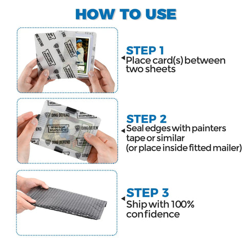 Instructions for Shipping Protectors For Trading Cards Pro Grade Ultra Strong Plastic Inserts 110 Pack 3.5 By 4.5 Inches Transparent