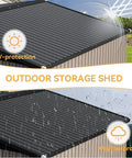 10x12 Foot Outdoor Metal Storage Shed With Double Hinged Door And Lockable Access Sloped Roof Weatherproof Backyard Garden Storage
