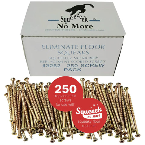 Pro Grade Replacement Screws For Dead Silent Floors Zinc Plated Rust Resistant Scored Counter Snap Fasteners To Knock Out Stubborn Creaks On Hardwood Carpet Vinyl And Linoleum Smooth As Butter 250 Pack displayed with 250 zinc-plated screws.