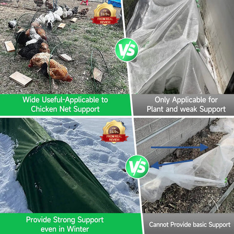 Comparison of garden hoop kits with chickens and grow tunnels for Six Piece Garden Hoop Kit For Greenhouses Rust Free Grow Tunnel Stakes