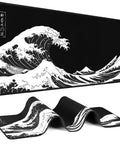 Gaming Mouse Pad Desk Mat For Keyboard And Mouse Large Kanagawa Wave Design With Non Slip Rubber Base Ultra Smooth Fabric Surface Precision Edge Stitching Big Desk Pad For Gaming Office And Home 31.5 By 11.8 Inches