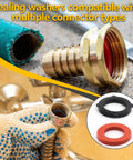 84 Piece Pressure Washer O Rings And Washers Kit With 5 Sizes Including brass and rubber connectors for pump hose gun wand.
