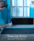 Man installing Magnetic Rubber Door Kick Plate With UV Printed Faux Satin Black Finish For Exterior Steel Doors, Easy Magnetic Mount