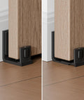 Bottom Sliding Barn Door Floor Guide With Adjustable U Shape Flush Flat Base, Wall Mount Barn Door Guide In Matte Black installed view