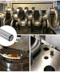 Five Sixteenth Inch Dowel Pins, One Inch Length, Heat Treated Alloy Steel used in machinery assembly, precise alignment visible.
