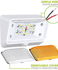 Rugged 12V LED RV Exterior Porch Light With Switch, 300 Lumen Ultra Bright Fixture, shown with clear and amber lenses