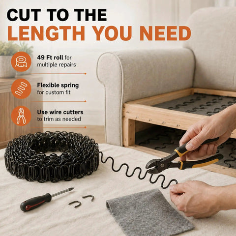 No Sweat Couch Fixes With This Heavy Duty 9 Gauge Upholstery Springs Roll 49 Foot High Carbon Steel Sofa Spring Replacement for custom fit repairs.