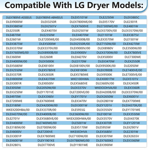 List of LG dryer models compatible with Dryer Thermostat Limit Switch Replacement 501993 60T11 L125-31C Black
