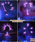 Purple light arcs from the Bluetooth Music Tesla Coil Arc Plasma Loudspeaker Desktop Experiment Toy Model SSTC SS02 showcasing patterns.
