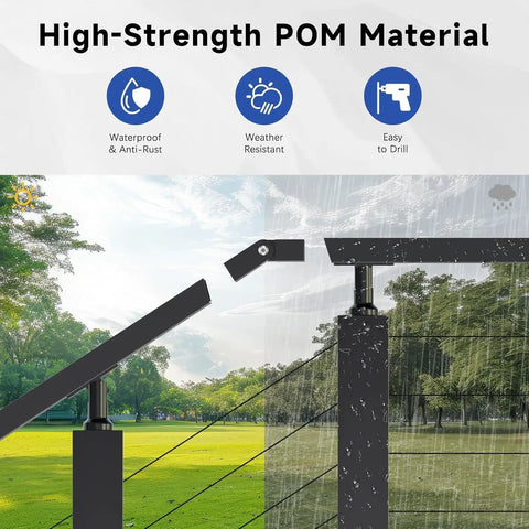180 Degree Adjustable Vertical Pivot Connector For 2.36 In W By 1.18 In H Rails Seamless Cable Railing System Fit Easy Install No Welding Required Simply Insert And Tighten To Secure, POM connector on outdoor railing