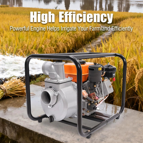 Heavy Duty 3 Inch Diesel Water Trash Pump With Powerful 196cc Engine For High Pressure Irrigation And Sump Removal From Rivers Or Reservoirs Featuring Solid Aluminum Build And Superior Flow Capacity For Tough Jobs Around The Farm Or Construction Site