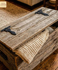 Heavy Duty Screen Door Hinges With Oil Blackened Finish Solid Pair 6 Inch Long By 4 Inch Wide Victorian Colonial Style installed on a rustic chest lid