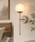 KoKo&Yukina 2 Pack Nickel Mid Century Wall Sconce Bedroom Bulb Included with spherical white globe and brushed nickel finish.