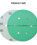 50Pcs 6 Inch 6 Hole Wet Dry Sanding Discs Assortment Set Green Film Back Grit for polishing and finishing