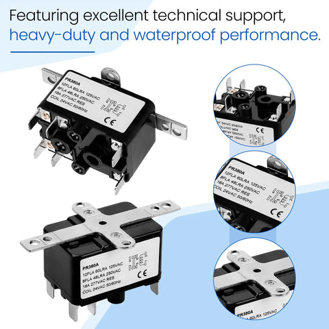 Heavy Duty 24V AC Fan Relay For HVAC Systems With Isolated Switch, Single Pole SPST, Ideal For Blowers, Humidifiers, Goodman Units, And Heat Sequencers, Includes Universal Mount Bracket, black relay with metal bracket