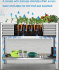 Raised Garden Bed With Legs Built To Last Galvanized Planter Box With Storage Shelf And Drainage Holes 48 By 24 By 32 Inch Heavy Duty
