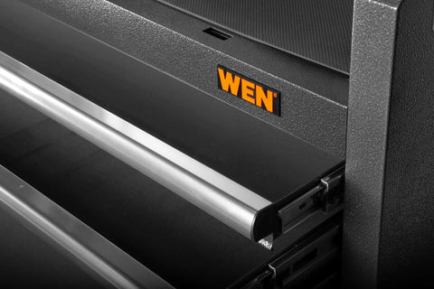 Close-up of drawer from 42 Inch Premium Tool Chest With Heavy Duty 21 Gauge Powder Coated Steel Construction, open view