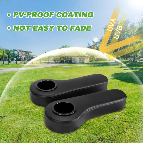 Golf Cart Rear Seat Arm Rest Kit With Cup Holder Black Universal Fit For EZGO Club Car And Yamaha Drilling Required Or No