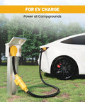 Heavy Duty Nema 14 50P To Nema 6 20R Ev Charging Adapter For Tesla Vehicles With Integrated Surge Protector Breaker connecting to EV charger.
