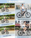 500W Electric Mountain Bike With Cruise Control And Pedal Assist For Adults 26 Inch Wheels 21 Speed Drivetrain 48V 375Wh Battery Smooth Acceleration Kickass Hill Climb Long Range Commuter EBike UL2849 Certified, 5 modes
