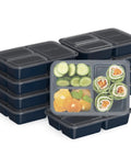 Stacked 20 Piece Meal Prep Containers Set with Lids Three Compartment Reusable PFAS Free and BPA Free Materials Durable Microwave Safe Freezer Safe On The Go Navy Blue with food.