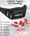 Lockout Tagout Kit For Electrical Safety, OSHA Compliant Industrial Lockout Set With 2 Padlocks, 1 Hasp, 2 Breaker Locks, Tags, Portable Waist Bag