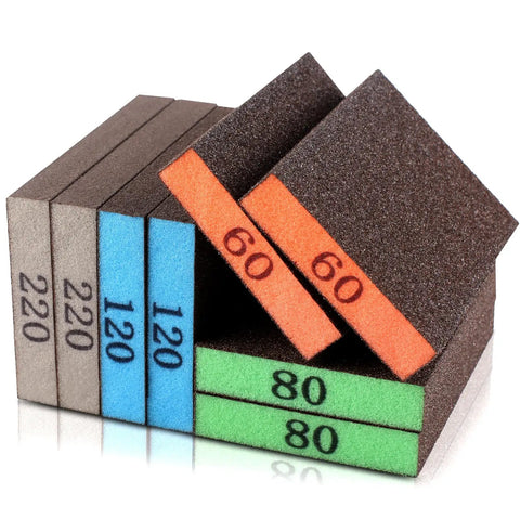 8 Pack Sanding Sponges Set With 60 80 120 220 Grit For Drywall Wood Metal And Furniture Washable Reusable Sandpaper Blocks