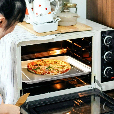 Replacement Stainless Steel Air Fryer Tray for Toaster Oven Models TOA-60 TOA-65 TOA-70 with pizza inside oven