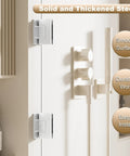 Heavy Duty Brushed Nickel Glass Shower Door Hinges For 90 Degree Corner Mount With Soft Rubber Gasket To Prevent Scratches And Damage Durable Bathroom Hardware Replacement Easy To Install Secure Fit Pair mounted on a wall.