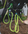 Sidekick Lanyard Manager with carabiners on harness, auto-adjusts to most lanyard diameters for canopy use, lightweight durable.