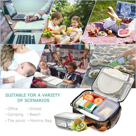 North American Desert Cowboy Insulated Lunch Bag ideal for school, office, and outdoor activities, spacious and BPA free.