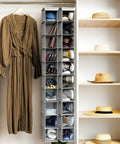 Ten-Tier Hanging Shoes Organizer For Closet In Grey, Space-Saving Vertical Shoe Rack With Durable Metal Dual-Hook Frame, fits narrow closets