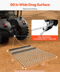 Heavy Duty Drag Harrow 4x5 Ft Chain Harrow Built Tough For Landscape Leveling and Sod Prep attached to tractor