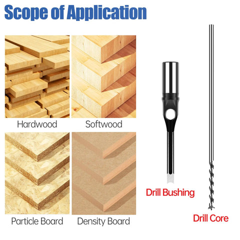 Scope of application for Heavy Duty Seven Piece Square Hole Drill Bit Set Forged From Heat Treated Hss Steel With Smooth Operator Mortise Chisel Edges.