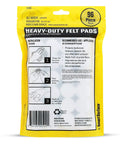 Back view of Heavy Duty Self Adhesive Furniture Felt Pads 1 Inch Round Oatmeal 96 Piece Value Pack in yellow resealable bag.