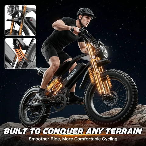 Powerful Askgo Electric Dirt Bike For Adults Teens With 2500W Peak Motor, 36 Mph Top Speed, 65 Mile Range, dual suspension and fat tires