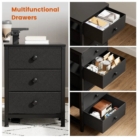 Electric Standing Desk With Drawers And Storage 47 By 24 Inch Sit Stand Desk with open drawer views showing contents