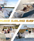 Various boats with people on water, promoting ease of sailing with "Make Sailing Easy" text overlay.