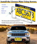 Hella Secure Stainless Steel License Plate Mounting Kit With One Quarter Inch By Three Quarter Inch Bolts Chrome Caps Self Tapping Screws Metal Nuts Nylon Locks Phillips Driver For Front Rear Cars with license plate installation.