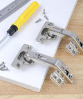 135 Degree Lazy Susan Cabinet Hinge for Full Overlay Concealed Corner Cabinets, metal hinges and screws on wooden surface