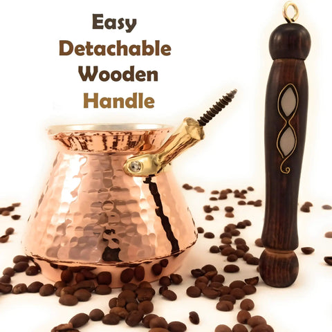 Hand Hammered Copper Turkish Greek Arabic Armenian Coffee Pot Large 18 Fl Oz Stovetop Cezve Jazzve Ibrik Briki Heavy Duty Coffee Maker