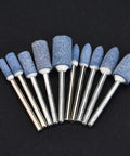 100 Piece Workhorse Polishing Stone Head Set For Grinder Burr Bits With 3mm Shank, blue abrasive heads on metal shanks