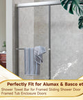 Clear Acrylic Shower Door Towel Bar Brackets For Framed Sliding Glass Doors Replacement For Basco And Alumax Towel Rods installed