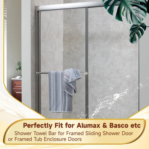 Clear Acrylic Shower Door Towel Bar Brackets For Framed Sliding Glass Doors Replacement For Basco And Alumax Towel Rods installed