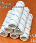 Top Shelf Microfiber Paint Roller Covers 9 Inch Shedless Lint Free Three Eight Nap, 144 rolls displayed on a surface.