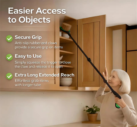 Extra Long Grabber Reacher Tool 75 Inch Aluminum Foldable Reacher With Dual Magnetic Tips For Trash Pickup And Upper Shelf Access, Back-Saver Helper For Seniors And Post Surgery Recovery