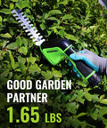 2-In-1 Cordless Grass Shear And Hedge Trimmer With 2.0Ah Battery being used to trim green hedge