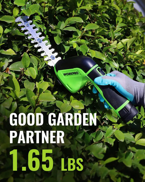2-In-1 Cordless Grass Shear And Hedge Trimmer With 2.0Ah Battery being used to trim green hedge